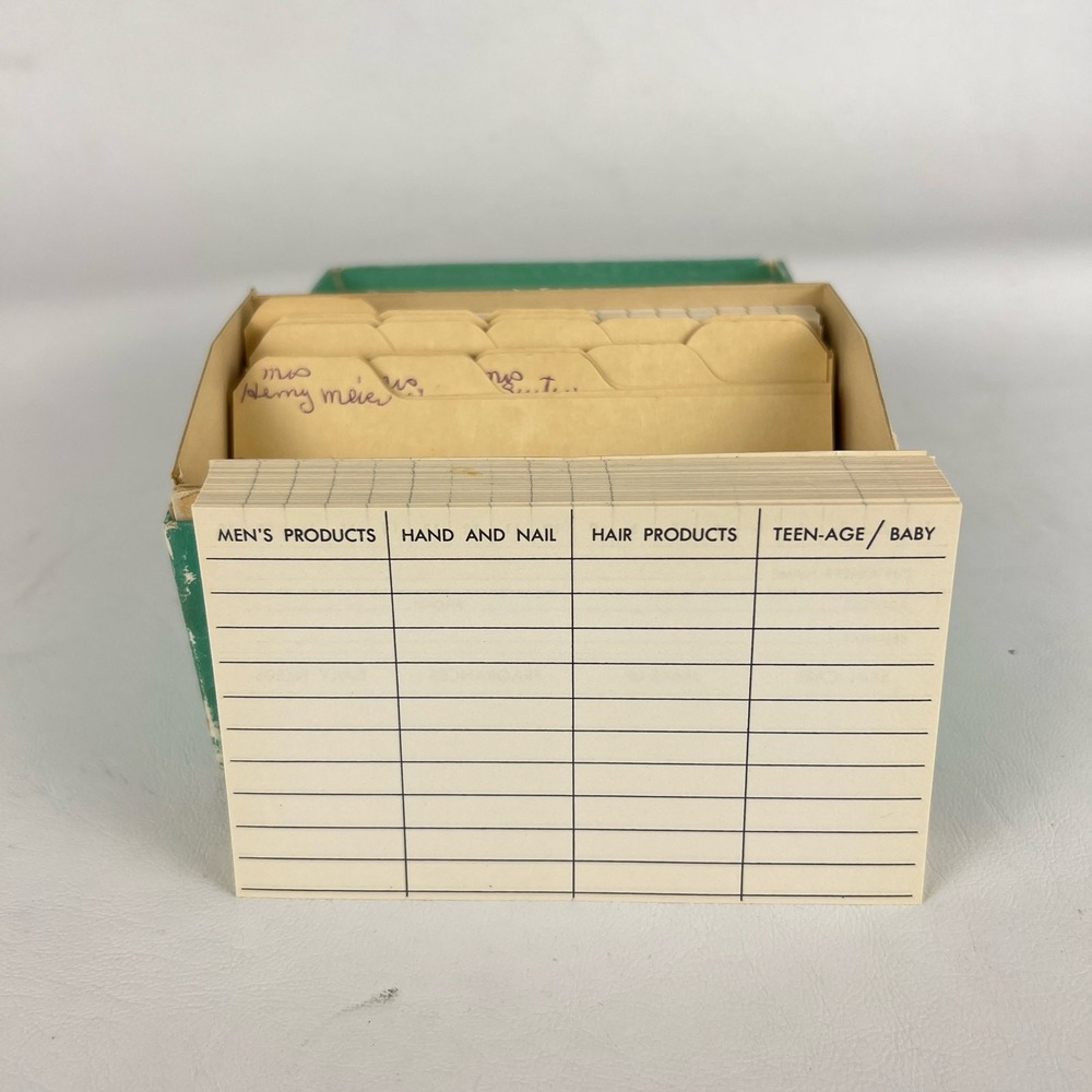 Vintage Customer‎ Product Card File Box Hair Nail Skin Care Makeup Fragrance - Picture 2 of 9